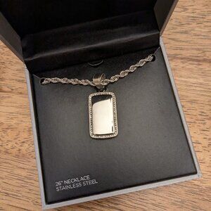 NIB! Men's Silver Reflective Pendant Necklace